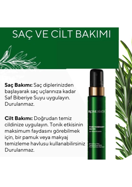 Saf Biberiye Suyu 100 ml, Dermaroller 0.5 mm 2'li Set modelleri