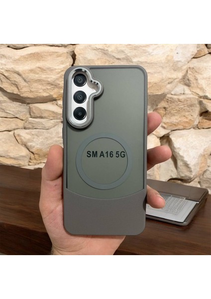 Samsung Galaxy A16 5g Uyumlu Deri Görünümlü Kapak Magsafe Manyetik Kablosuz Şarj Telefon Kılıfı .