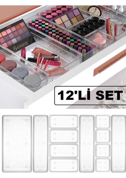 Turuncu 12'li Dolap Içi Takı ve Makyaj Organizer Seti