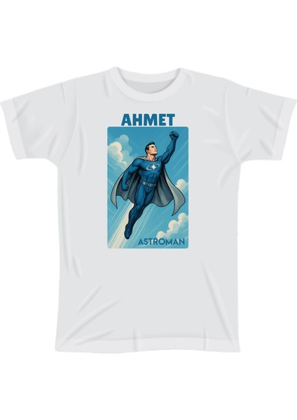 Gökyüzünde Uçan Kahraman Astroman , Isme Özel Baskılı Tshirt , Micro Polyester