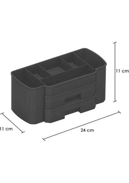 Gri 3'lü Makyaj ve Takı Düzenleme Kutusu Seti, Şık ve Pratik Organizer