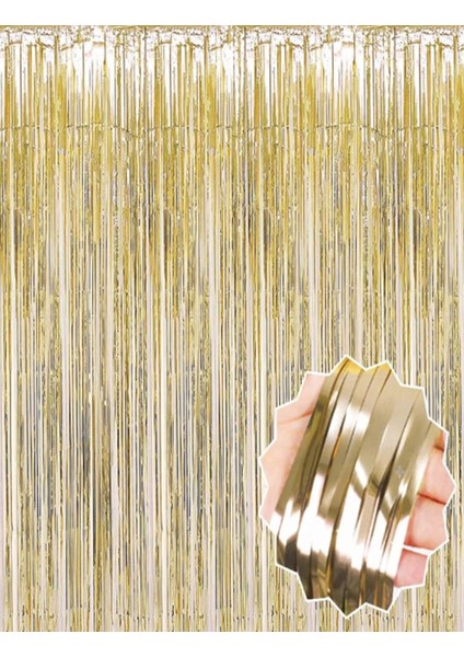 Mat Altın Püsküllü Kapı Perdesi - Parti, Bekarlığa Veda, Doğum Günü 1x2 M modelleri