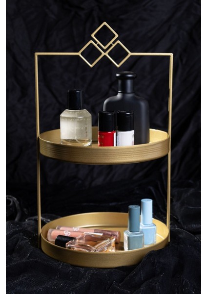 2 Katlı Altın Metal Düzenleyici - Çok Amaçlı ve Şık Organizatör fırsatları