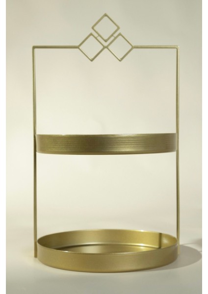 2 Katlı Altın Metal Düzenleyici - Çok Amaçlı ve Şık Organizatör