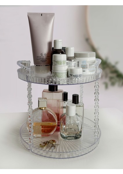 Çok Amaçlı 2 Katlı Banyo ve Takı Organizeri, Servis ve Ikramlık Tepsisi