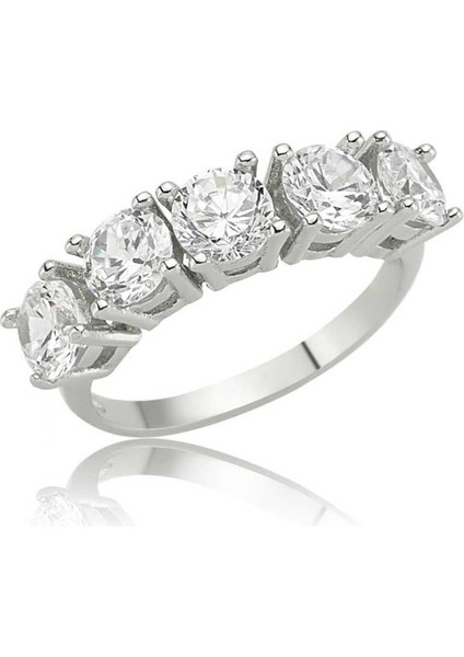 Gümüş 5 Taş Bayan Yüzük 13