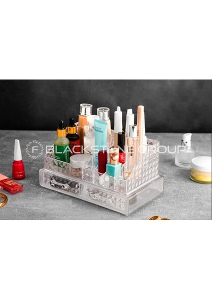 Şık 2 Çekmeceli Beyaz Makyaj ve Takı Düzenleyici Organizer