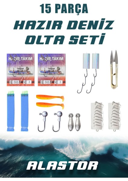 15 Parça Hazır Set Olta Malzemeleri Olta Seti Balıkçılık Malzemeleri Deniz Olta Seti Deniz Olta