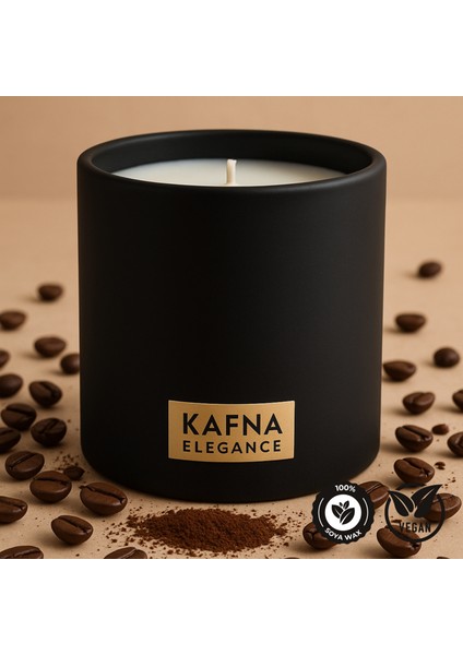 Kahve Kokulu Siyah Beton Mum – %100 Soya Wax, El Yapımı, Doğal Vegan Mum