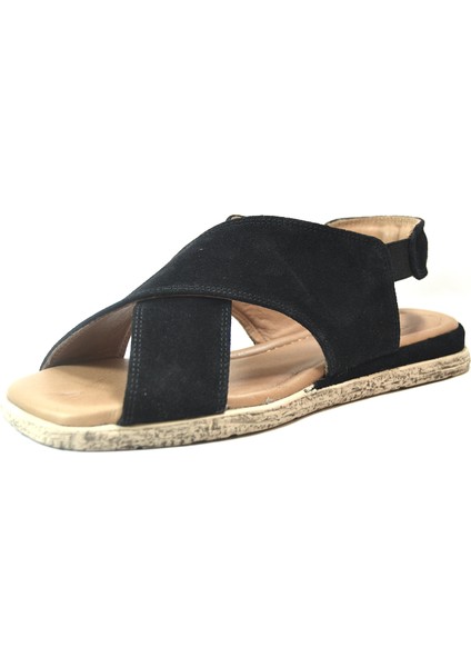 23BY169.706 Hakiki Deri Nubuk Siyah Kadın Sandalet fiyatları