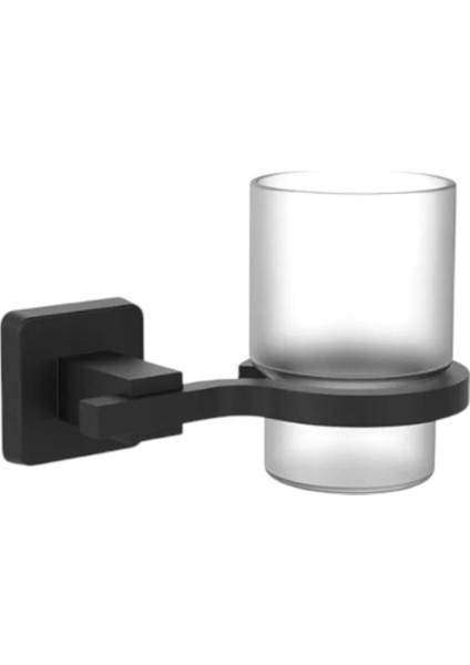 Dark Serisi Siyah Paslanmaz Duvara Monte Banyo Cam Diş Fırçalık