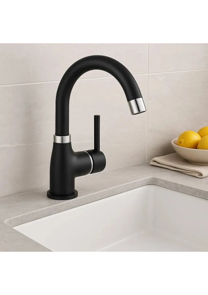 Lavabo Bataryası - Delta Kuğu - Mat Siyah