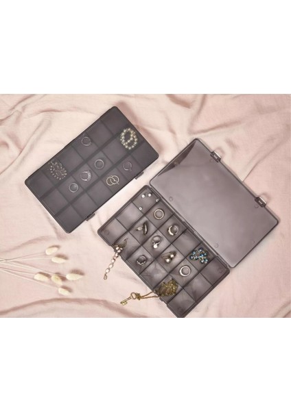 15 Bölmeli Takı ve Aksesuar Saklama Organizeri, 20X10 Cm, Antrasit Renk modelleri