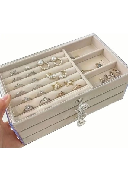 Ekru 3 Çekmeceli Çok Amaçlı Oda Düzenleyici Takı Organizer fiyatları