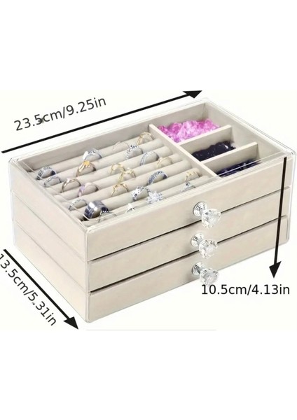 Ekru 3 Çekmeceli Çok Amaçlı Oda Düzenleyici Takı Organizer fırsatları