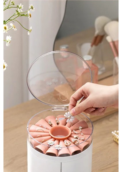 Beyaz 4 Çekmeceli Büyük Kapasiteli Takı Saklama Kutusu