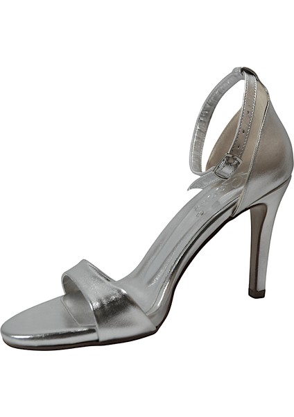 0910 Gümüş & Siyah Ince Topuklu Abiye Kadın Ayakkabı modelleri