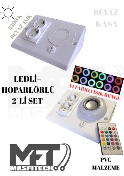 Dolap ve Tezgah Altı Bluetooth Müzik Çalar ve Ledli Prizmatik Venüs (2'li Set)