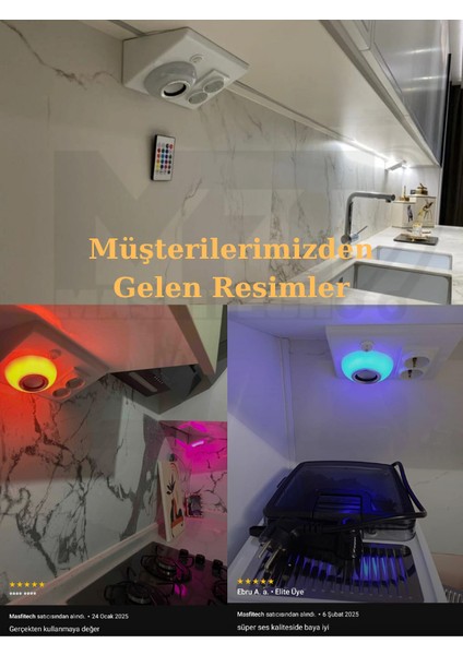 Dolap ve Tezgah Altı Bluetooth Müzik Çalar ve Ledli Prizmatik Venüs (2'li Set) modelleri