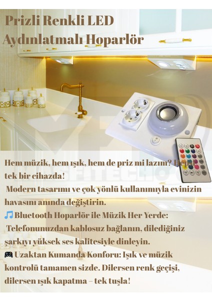 Dolap ve Tezgah Altı Bluetooth Müzik Çalar ve Ledli Prizmatik Venüs (2'li Set) fırsatları