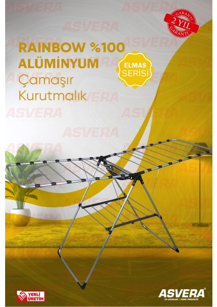 Katlanabilir Alüminyum Geniş Çamaşır Kurutmalık Askısı, Hafif ve Dayanıklı Gri Renk