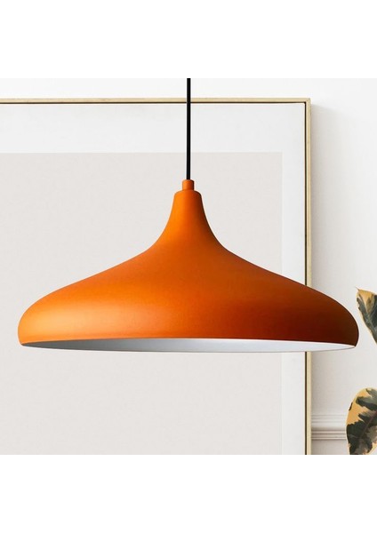 Modern Turuncu Tavan Avizesi | Retro Minimal Sarkıt Lamba | E27 Duylu Metal Gövde | Salon - Mutfak - Kafe Aydınlatması