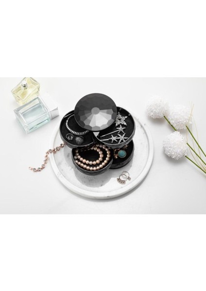 4 Katlı Dönebilen Silindir Takı ve Makyaj Organizeri, Gri Renk