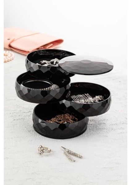 4 Katlı Dönebilen Silindir Takı ve Makyaj Organizeri, Gri Renk fiyatları