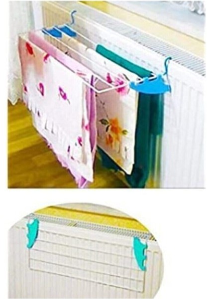 Beyaz 5'li Kalorifer Çamaşır Kurutmalık Seti, Petek Üzerinde Pratik Kullanım