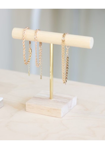 Kahverengi Masif Ahşap Takı Organizeri, Bileklik ve Bilezik Askısı, Düzenleyici