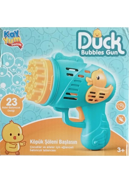 Çok Delikli Pilli Köpük Atan Baloncuk Çıkaran Tabanca Oyuncağı 23 Dilekli Bublegon Mavi
