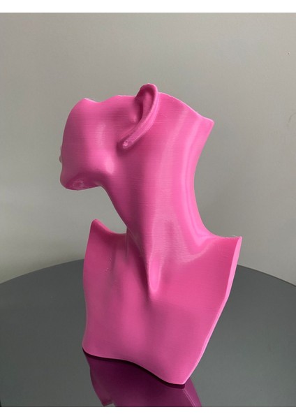 Pembe Renkli Takı Mankeni, 23 Cm, Dekoratif, Organizer, Mücevher, Küpe, Kolye, Sergileme modelleri