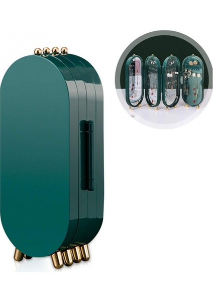 Katlanabilir Aynalı Takı Düzenleyici, 3 Bölmeli, Şık ve Pratik Organizer