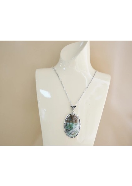 Dünya Gümüş Çerçeve Zümrüt Kadın Kolye