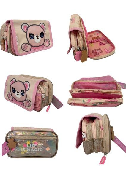 Chimola Honey Paws Ayıcıklı 3'lü Okul Çantası Seti ( Ara Boy) Ithal