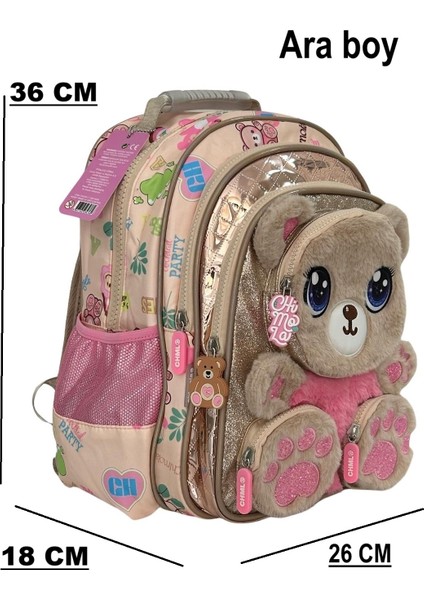 Chimola Honey Paws Ayıcıklı 3'lü Okul Çantası Seti ( Ara Boy) Ithal