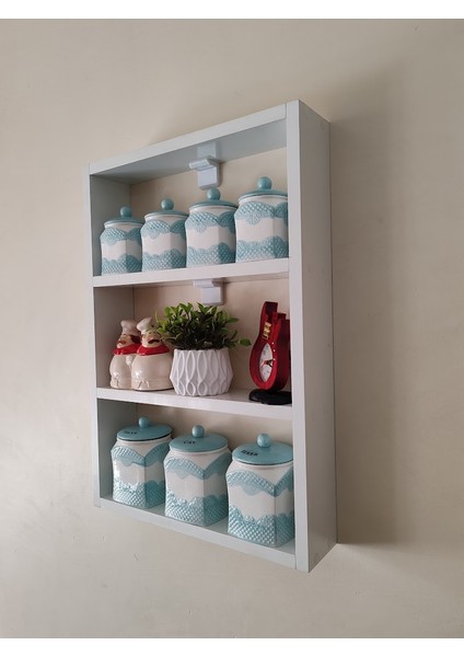 Beyaz Ahşap Dekoratif 3 Raflı Mutfak Duvar Rafı - Çok Amaçlı Kullanım modelleri