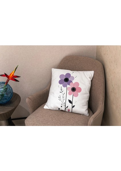 Cbt Pembe Lila Çiçekli Dekoratif Yastık - Kırlent Kılıfı fiyatları