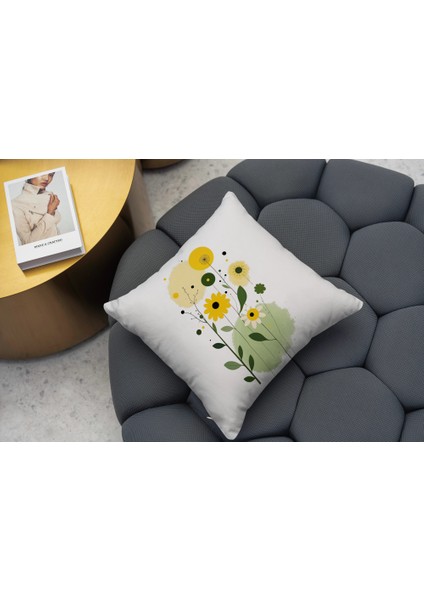 Cbt Sarı Çiçekli Dekoratif Yastık - Kırlent Kılıfı fiyatları