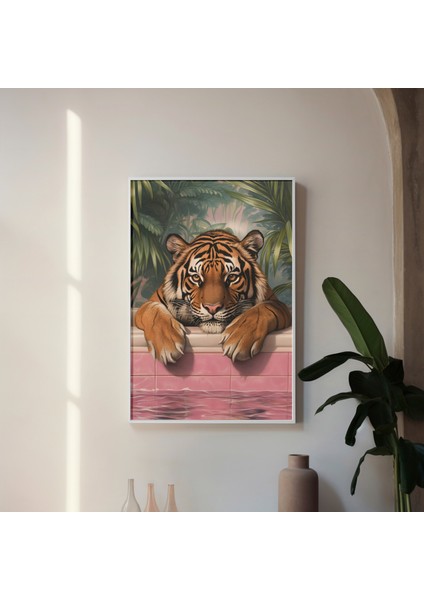 "tiger In The Pool" Poster Tablo (Çerçeveli) fiyatları
