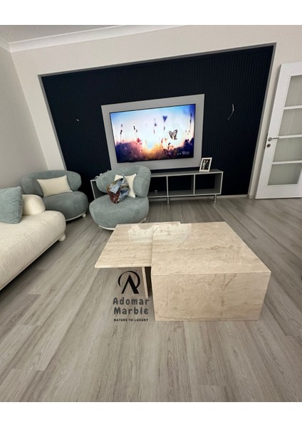 Traverten Orta Sehpa, Ikili Orta Sehpa, Özel Ölçü, Gerçek Traverten Orta Sehpa, %100 Traverten fiyatları