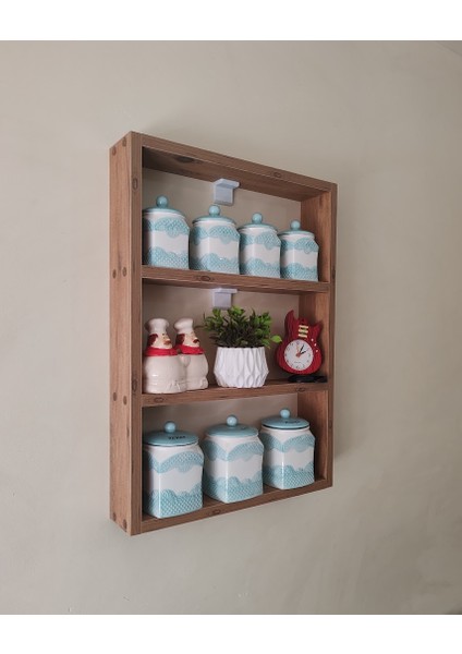 Atlantik Ceviz Dekoratif 3 Raflı Mutfak Duvar Rafı - Çok Amaçlı Kullanım fiyatları