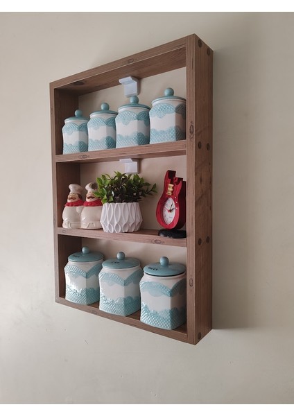 Atlantik Ceviz Dekoratif 3 Raflı Mutfak Duvar Rafı - Çok Amaçlı Kullanım modelleri