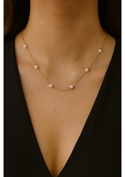 Inci Sıralı Gold Kolye