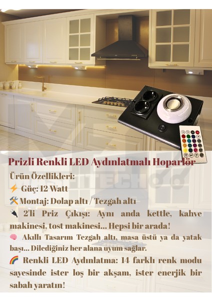 Dolap ve Tezgah Altı Bluetooth Müzik Çalar Prizmatik Venüs Kablolu (3 Metre)