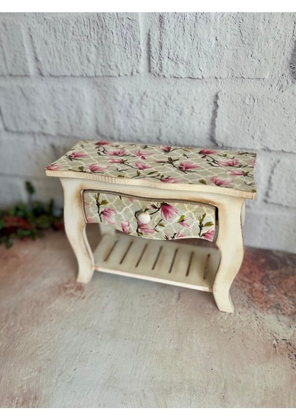 Pembe Çiçekli Mini Çekmeceli Dresuar ve Takı Kutusu modelleri