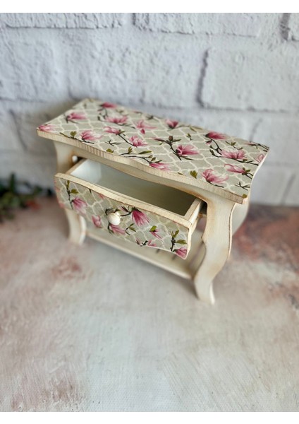 Pembe Çiçekli Mini Çekmeceli Dresuar ve Takı Kutusu fırsatları