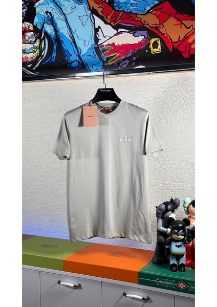 Taş Rengi Nakış Logolu Erkek T-Shirt