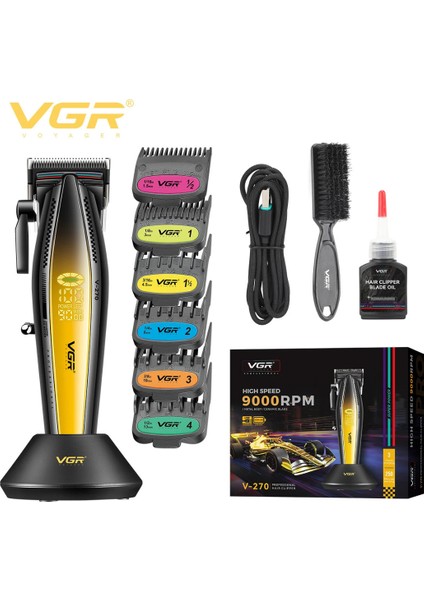 Vgr V-270 Profesyonel Saç Kesme Makinesi, 9000 Rpm Yüksek Hızlı Motor ve LED Ekran