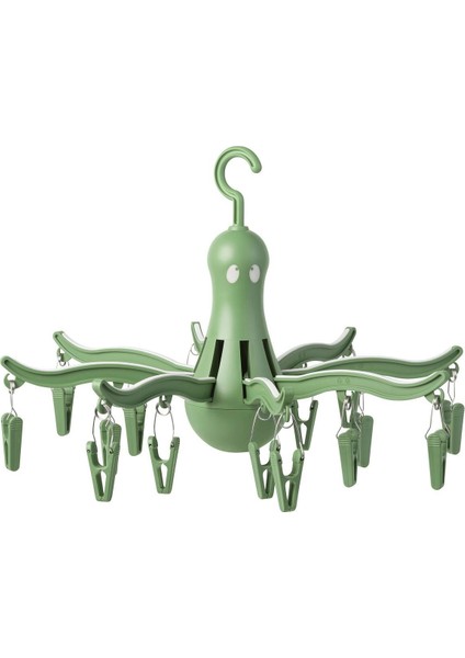 Yeşil 16 Mandallı Çamaşır Kurutma Askısı, Çok Renkli, Dayanıklı ve Pratik Kullanım